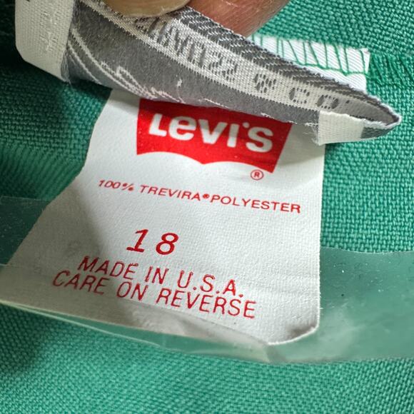 Vintage 90s Bend Over Levis Pants NWT Womens 18 Green Pull On Tapered Leg Formal - Picture 4 of 12